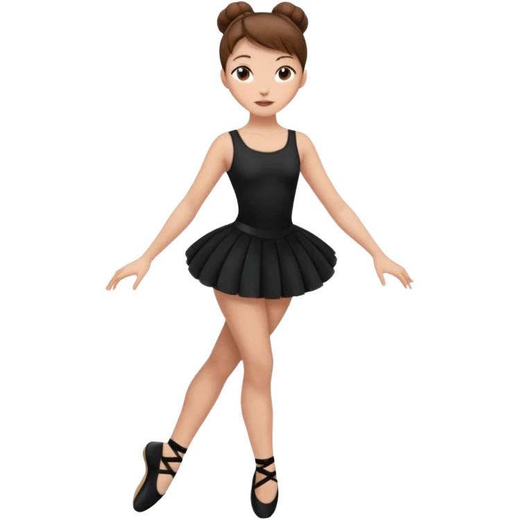 menina cabelos castanhos pele branca com coque vestida de roupas de jazz e sapatilhas pretas emoji