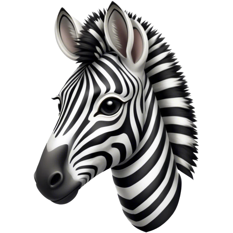 Cinematic Noble Zebra Portrait Emoji, Poised and regal, with a lean, elegant build and a striking Fur of bold black and white stripes, deep-set soulful piercing eyes, Simplified yet sharp and sophisticated features, highly detailed, glowing with a soft, dignified glow, high shine, intelligent and graceful, stylized with an air of savannah chic, focused and attentive, soft glowing outline, capturing the essence of a watchful and confident equine, so majestic it feels as though it could gallop out of the screen with effortless authority! emoji