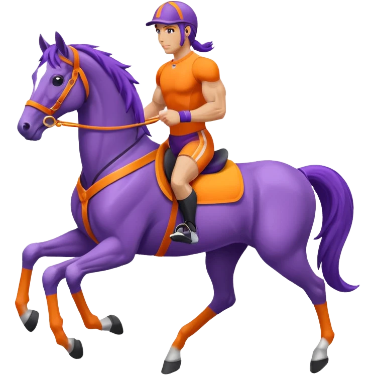 ok créée moi une emoticone simple pour une athletes d'endurance ( horse ) et un pour un endurance Horse - couleur dans ces tons violet, orange , blanc et assure toi du nombre de patte correct ( 4 ) emoji
