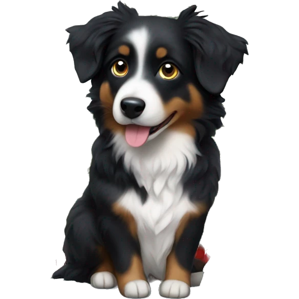 Small black australian shepherd dog Christmas tree emoji