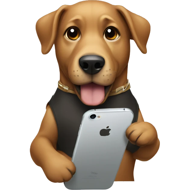 Dog holding a iPhone 16 emoji