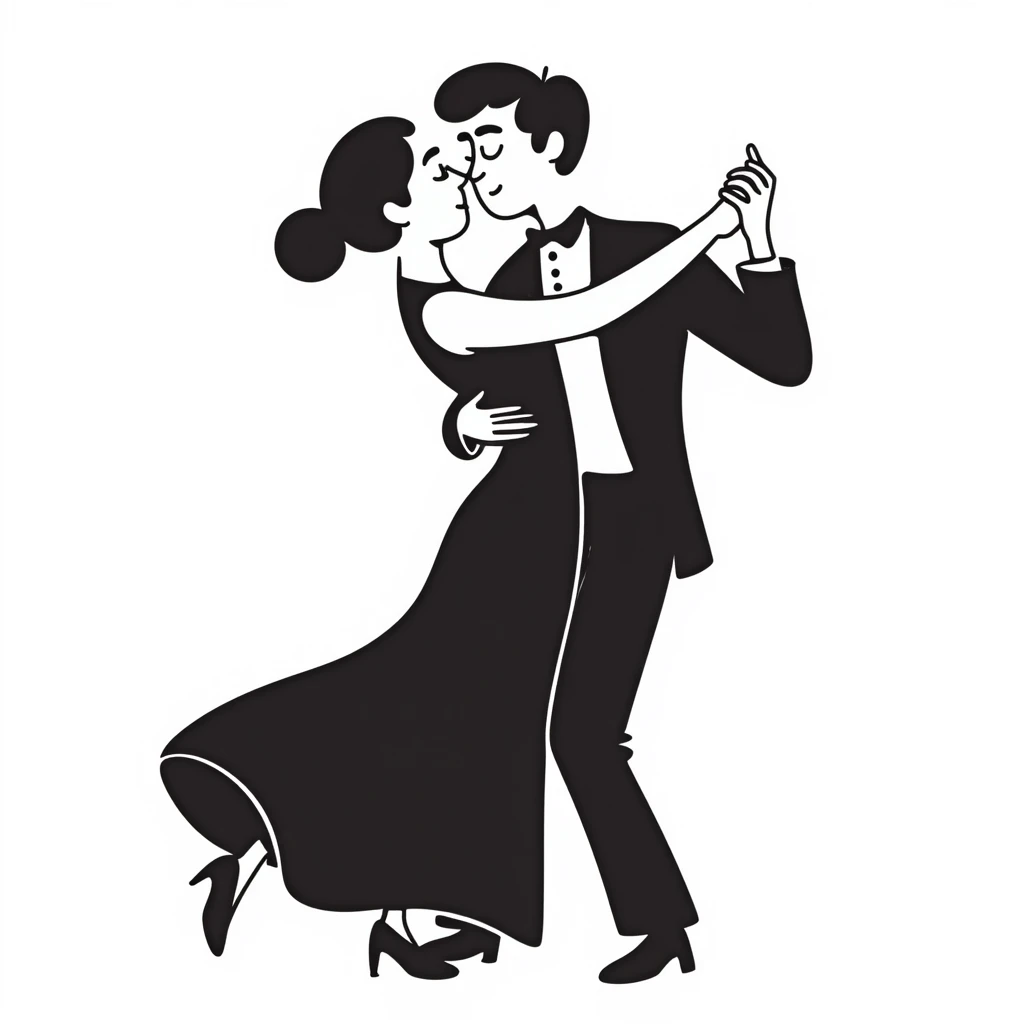 Hand drawn passionate dancers in an intimate tango pose emoji