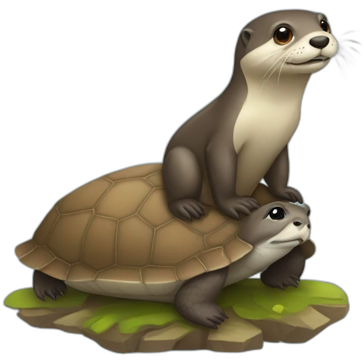 Une loutre sur une tortue emoji