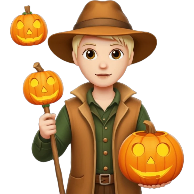 Hunter With Jack o Lantern, with wand emoji