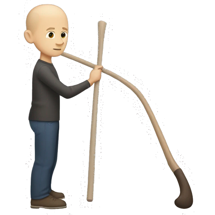 white man with short hair like a buzz cut holding a big stick emoji
