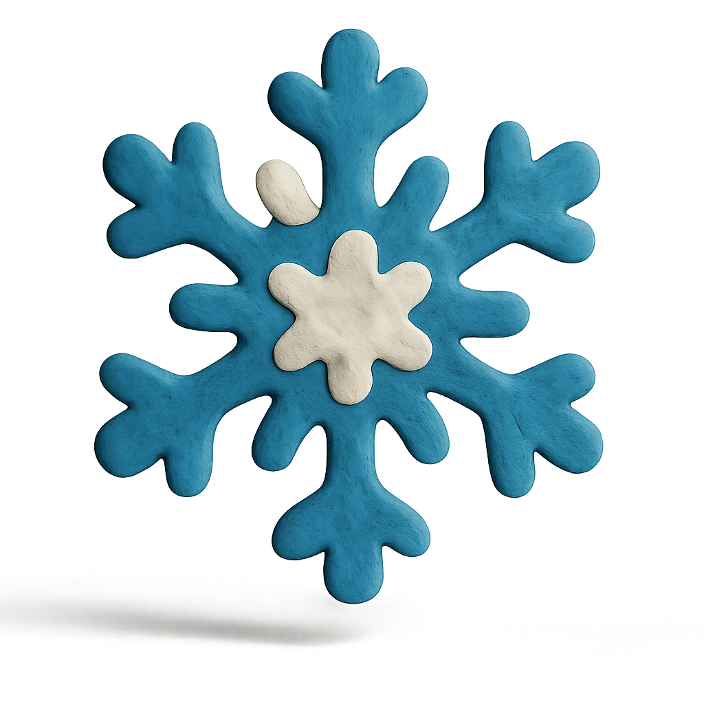 blue and white snowflake in claymation style emoji