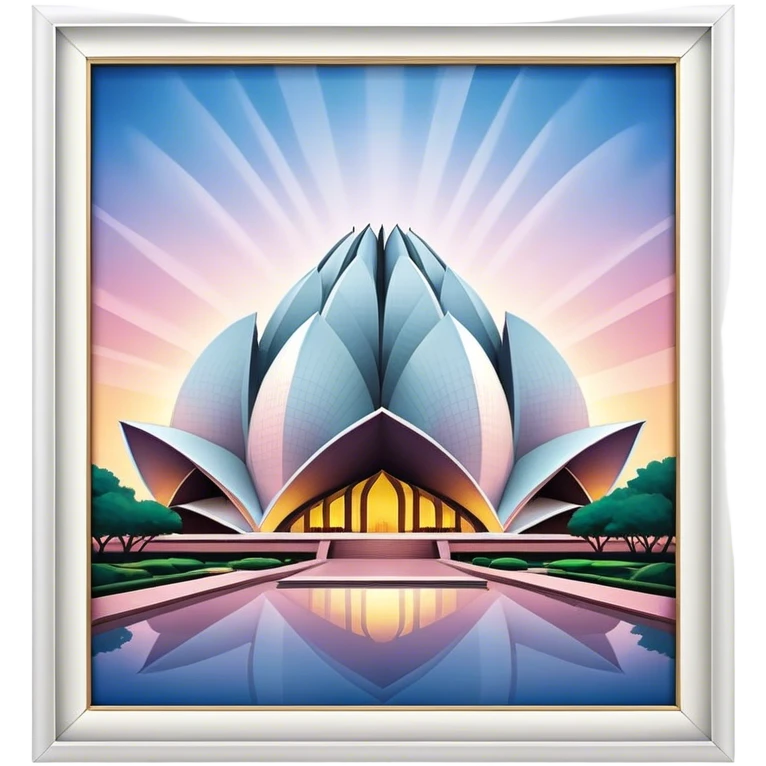 Cinematic Realistic Lotus Temple Landmark Emoji, showcasing the modern architectural marvel with petal‚Äêlike structures rendered with dynamic lighting and graceful textures. emoji