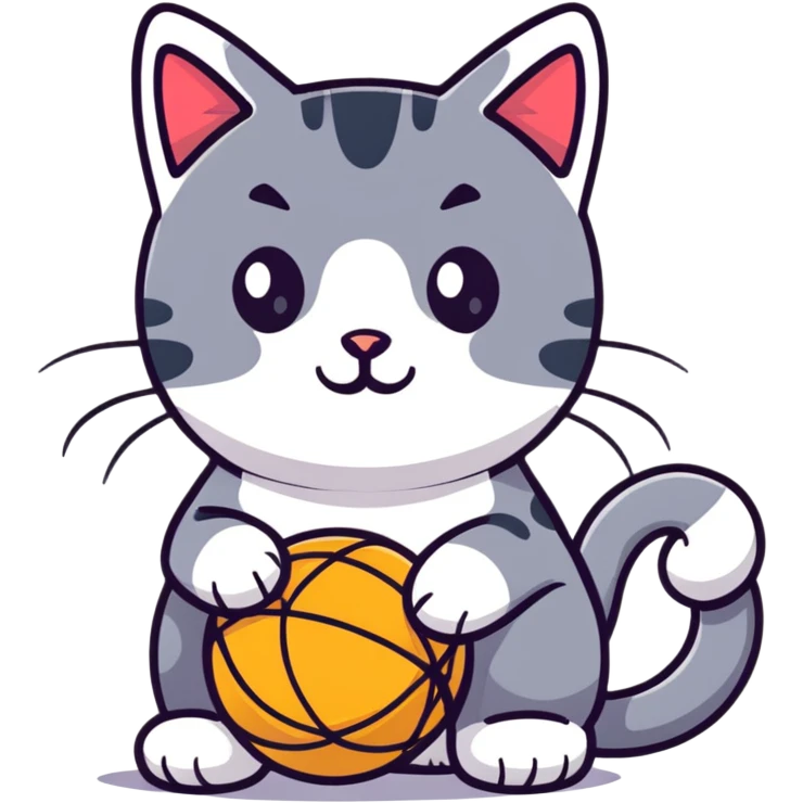 A playful cat with a ball of yarn emoji
