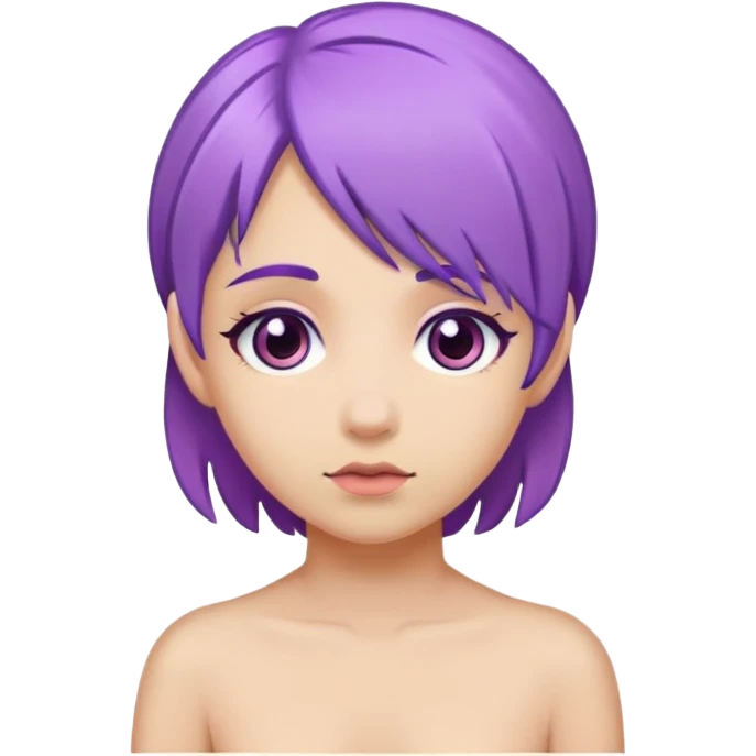 Naked school girl with purple hair  emoji