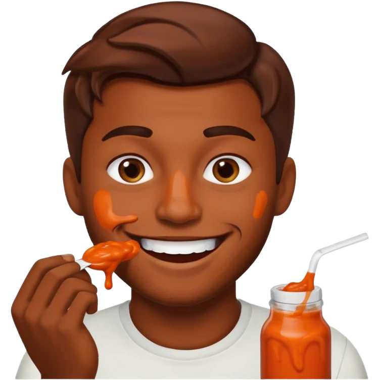 Gay guy brown hair buffalo sauce emoji