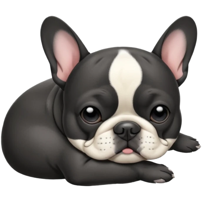 Чёрно Белый французский бульдог спит  emoji