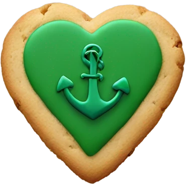 cookie heart with dark green anchor emoji