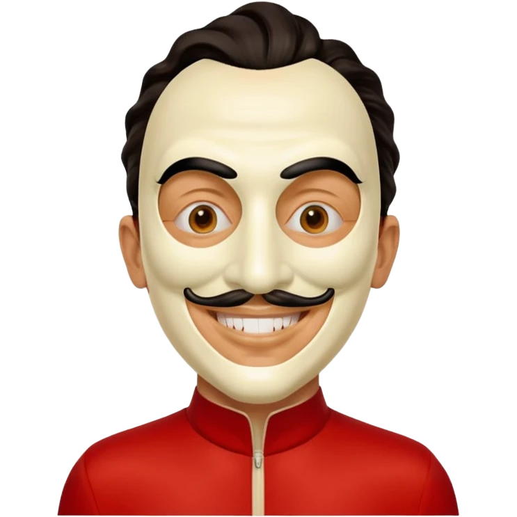 Emoji de la película La casa de papel máscara y la ropa rojo y la máscara color crema  realista  emoji