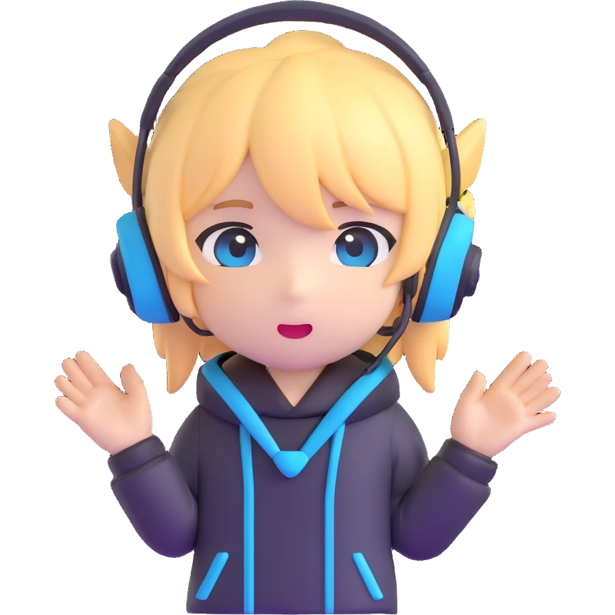 Vocaloid Xydrick, chibi form with a headset emoji