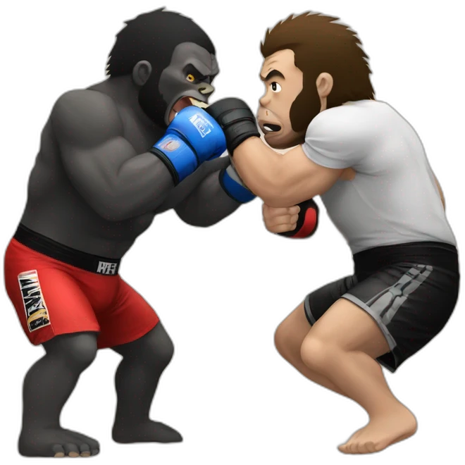 MMA fight against gorilla emoji