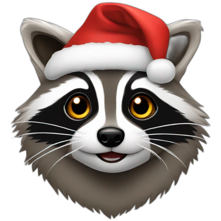 Raccoon with christmas hat emoji