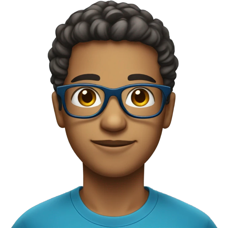 young-brazilian-man-glasses in blue t-shirt emoji