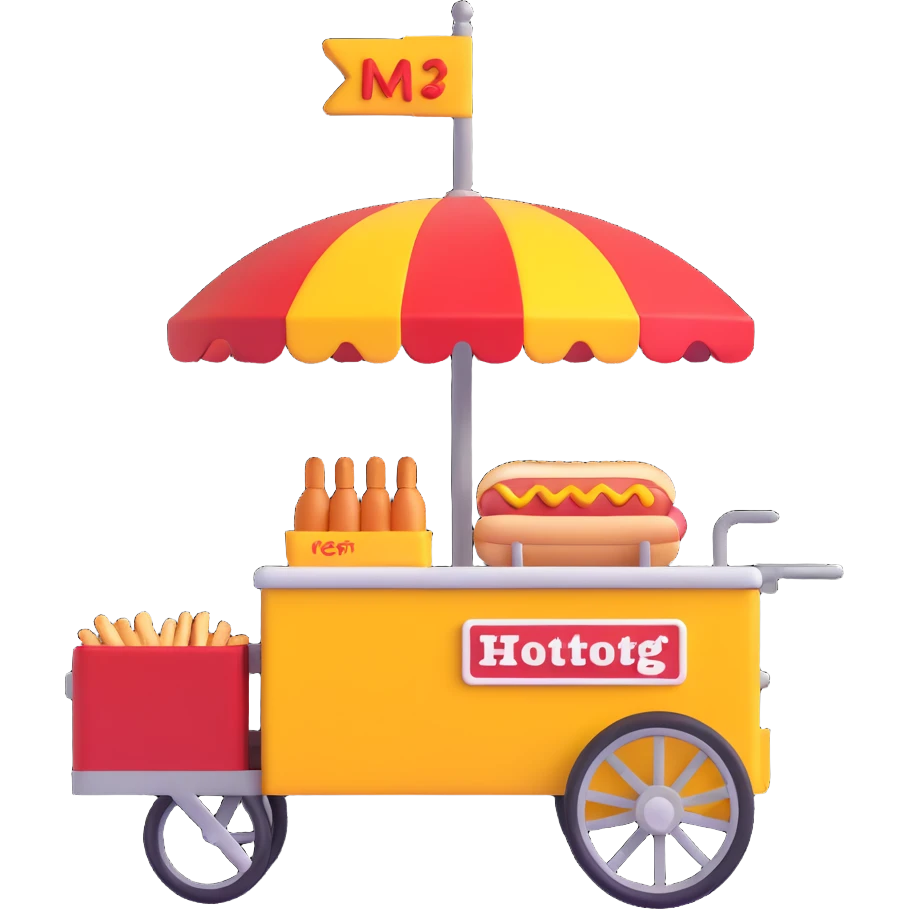 hotdog seller in New York with cart emoji