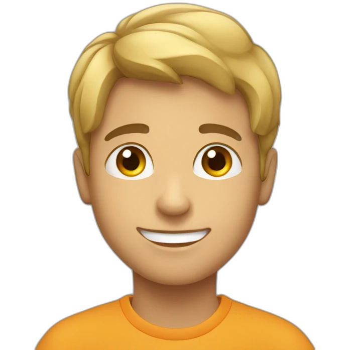 young man learning emoji