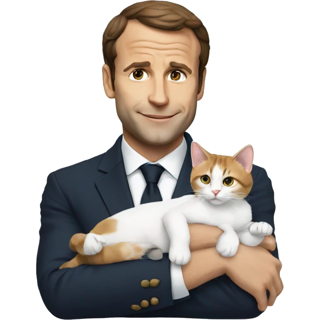 Macron with cat emoji