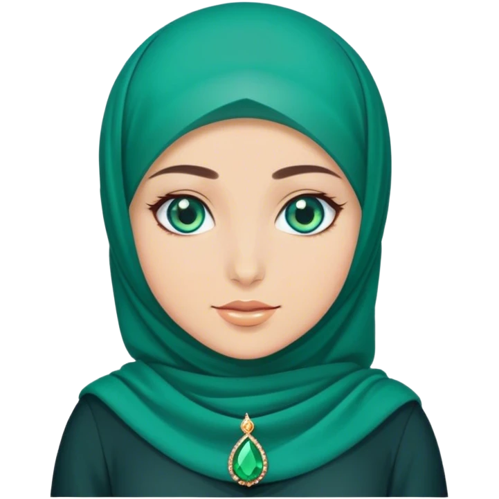 Turkish beautiful finish Konya girl blue eyes with hijab and emerald stone dress emoji