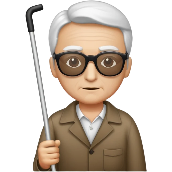 blind man with white cane and dark glasses emoji