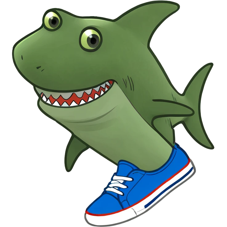 Tiburón con zapatos azules  emoji