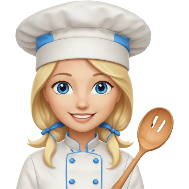 Sexy Long Blonde hair blue eyed female chef emoji