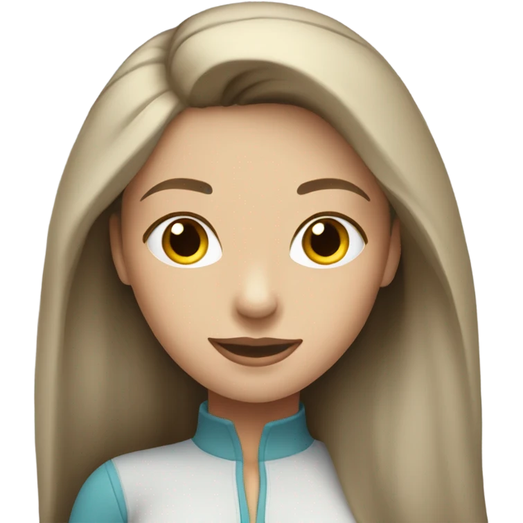 pale brunette woman wearing leggings and a long sleeve  emoji