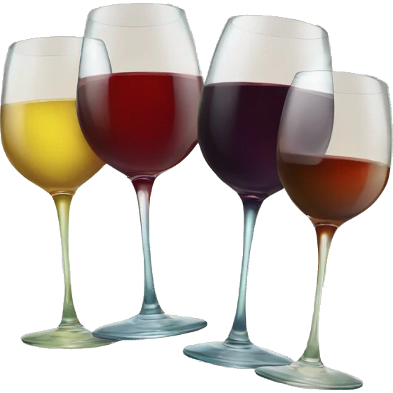 Four glasses of wine different colors emoji