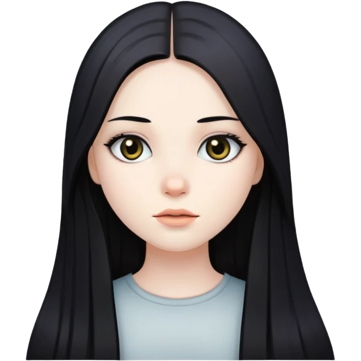 girl with long straight black hair, pale skin, dark eyes emoji