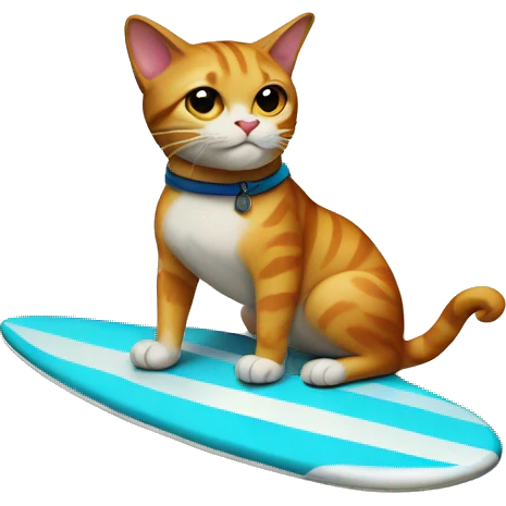 Cat on a surf board emoji