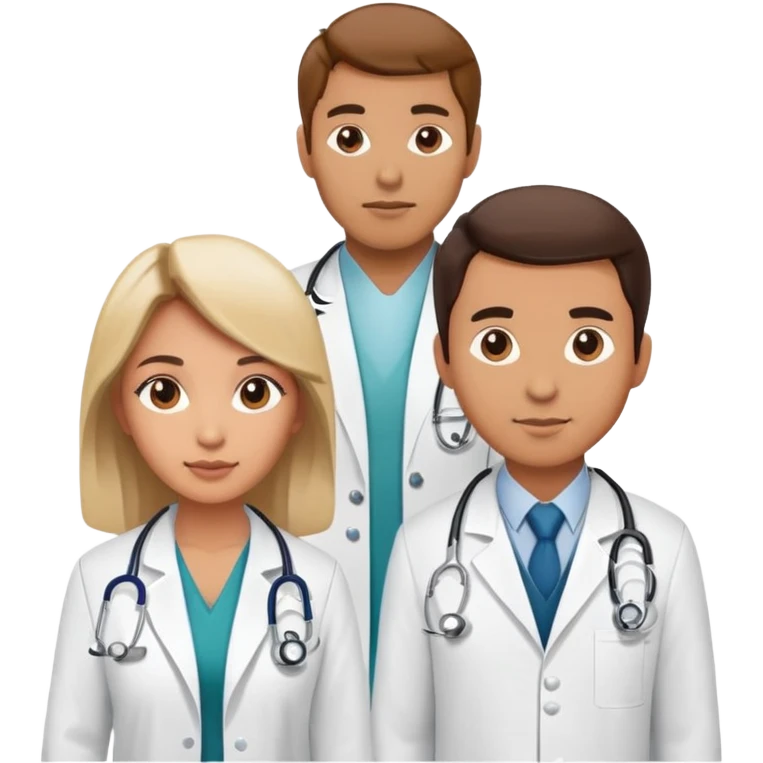 Female doctor and male doctor with medical symbols emoji