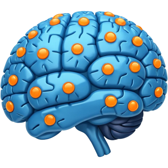 blue digital brain with little orange neurons emoji