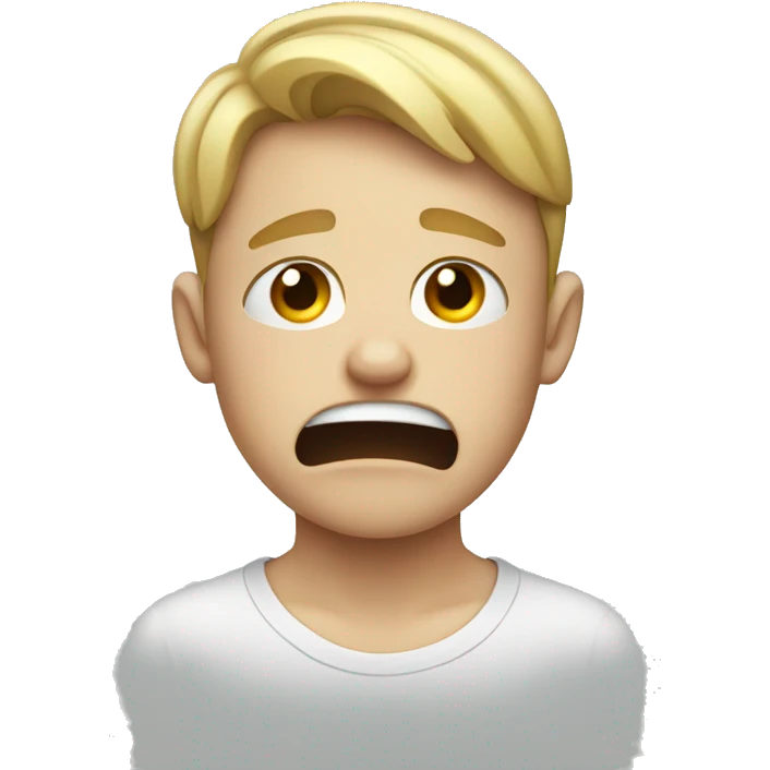 White boy crying and sweating  emoji