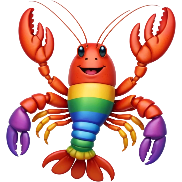 Gay lobster with pride flag happy emoji