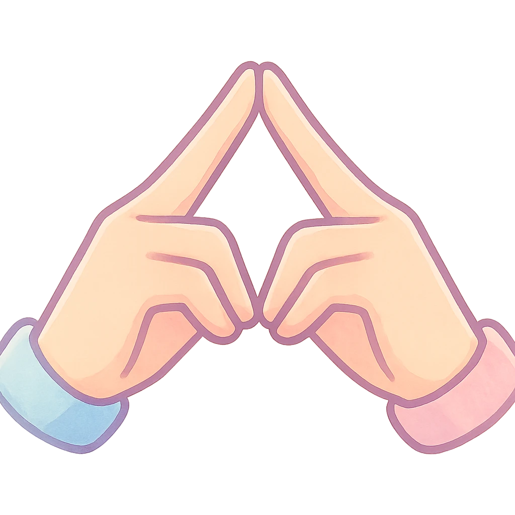 pastel toon style two hands forming a pyramid with their fingers emoji