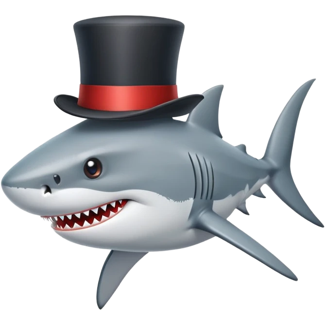 Shark with a top hat emoji