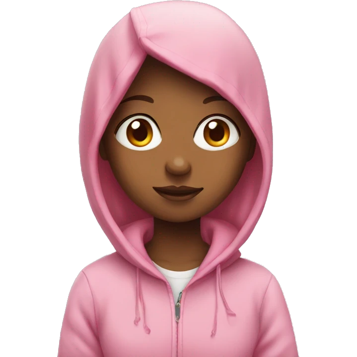 Girl with pink hair wearing hoodie emoji