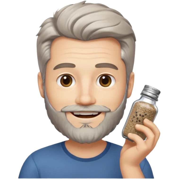 white man salt and pepper hair beard holding a white matease emoji