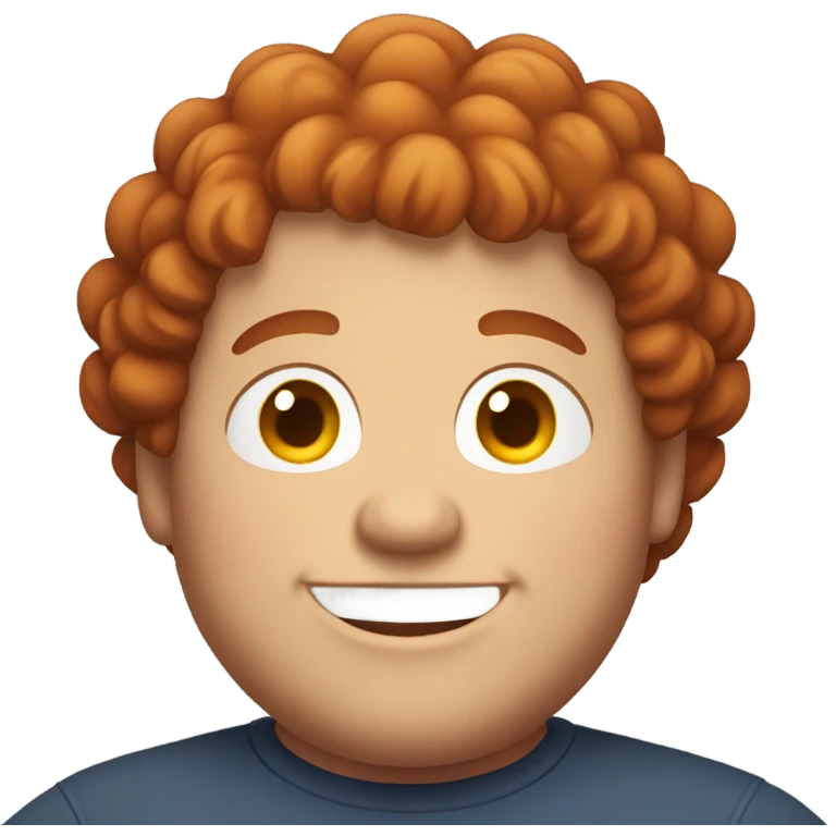Bading redish curly hair guy chubby smiling emoji