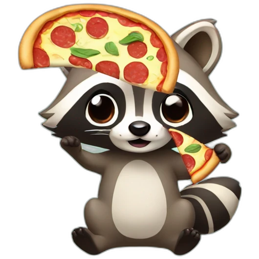 raccoon with pizza emoji