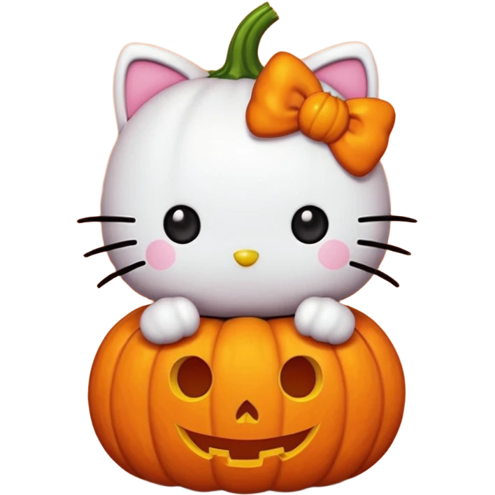 halloween version of hello kitty with pumpkin emoji