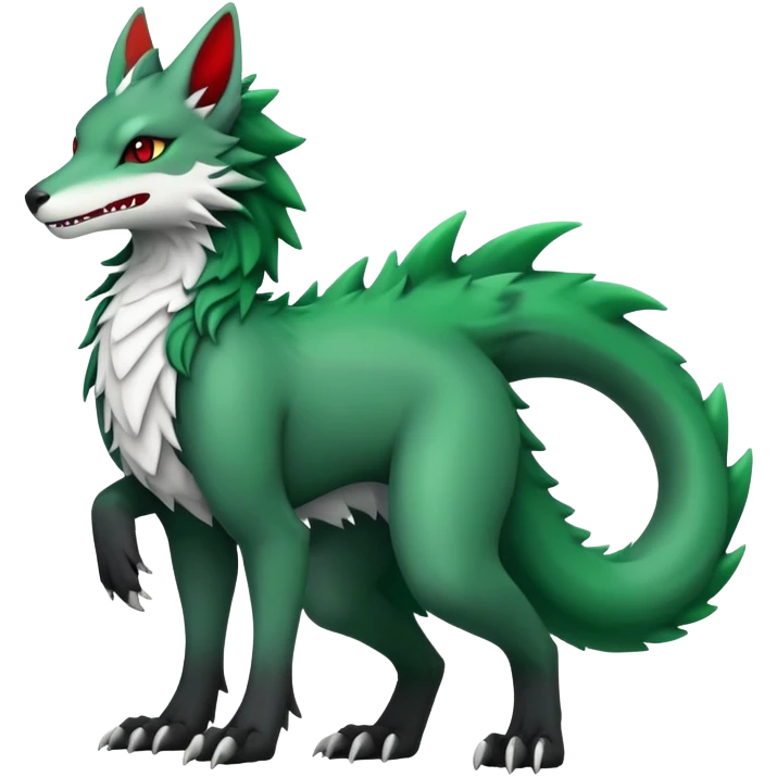 Kawaii Cute Edgy Black Green Red ethereal Fionbri-Vernid-Sergal full body emoji