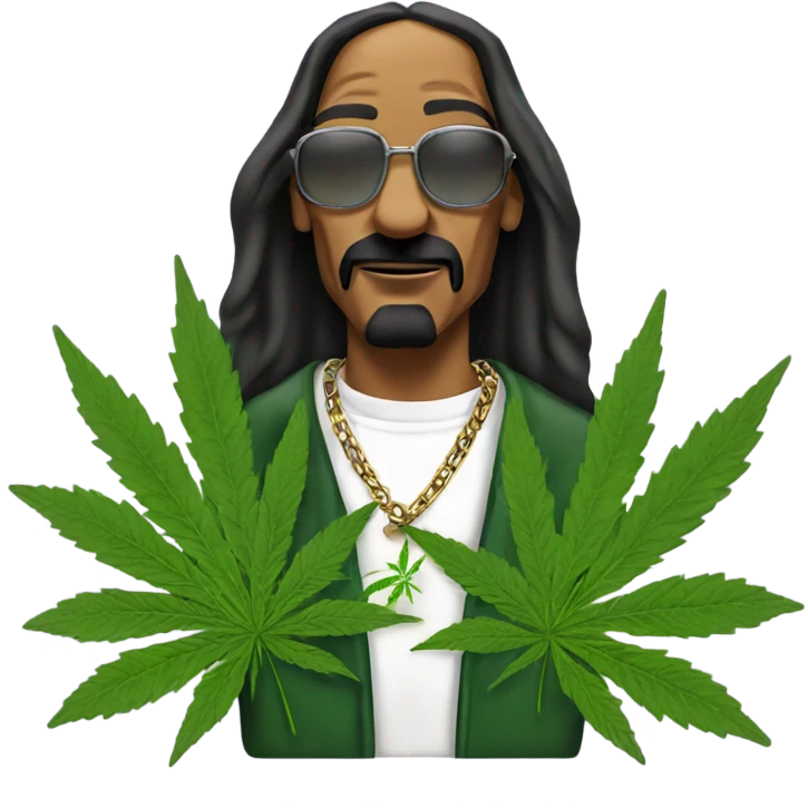 Snoop dog with weed symbols around him emoji