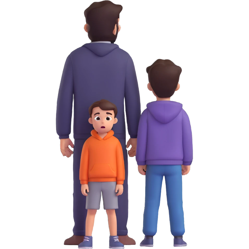 a scared child with a man silhouette behind the back emoji