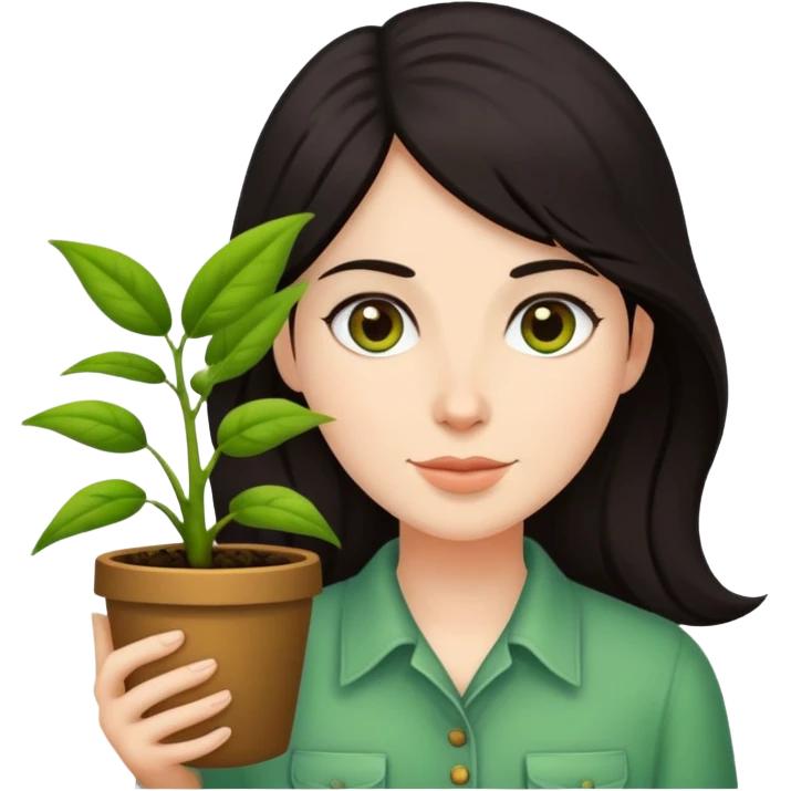 Dark hair plant lady emoji