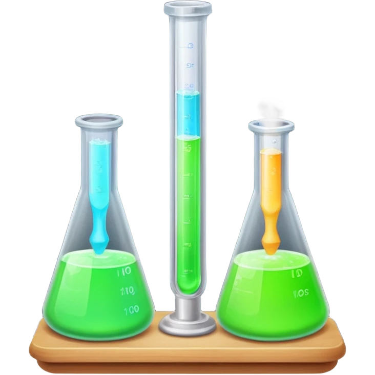 hi-lighters uv light glowing formula in beaker/ test tube and baking soda in lab emoji