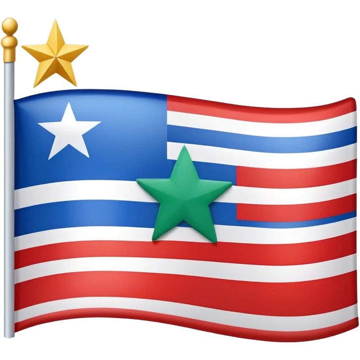A rectangular flag with three horizontal stripes. The top stripe is green, the middle stripe is blue, and the bottom stripe is red. In the center of the blue stripe, there is a large white five-pointed star. emoji