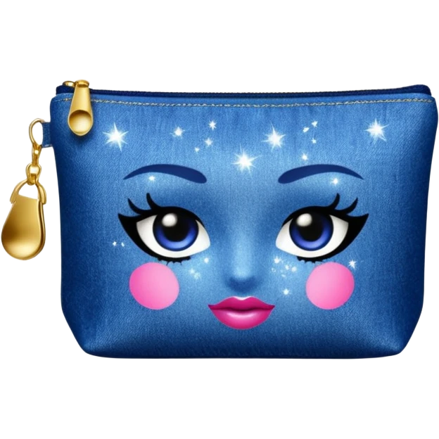 Glittery denim makeup bag emoji